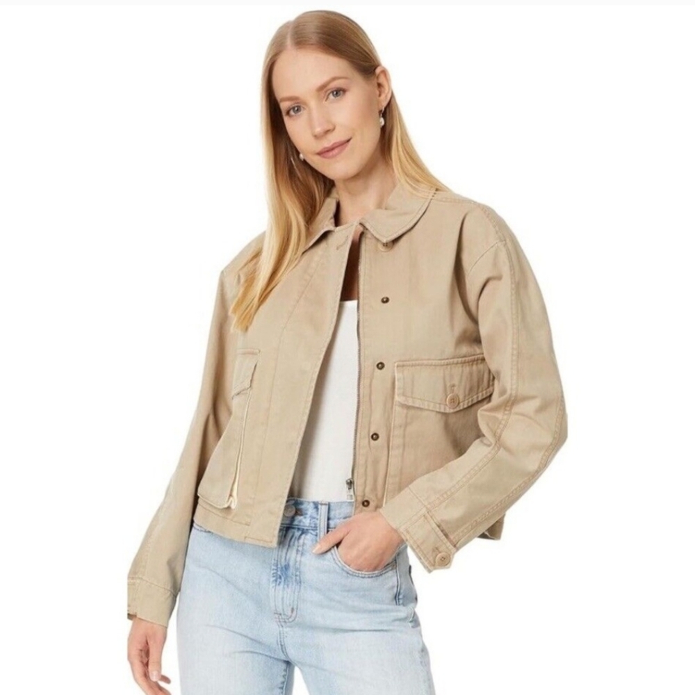 Madewell Women's Woolf Cropped Cargo Jacket, Dark Oat